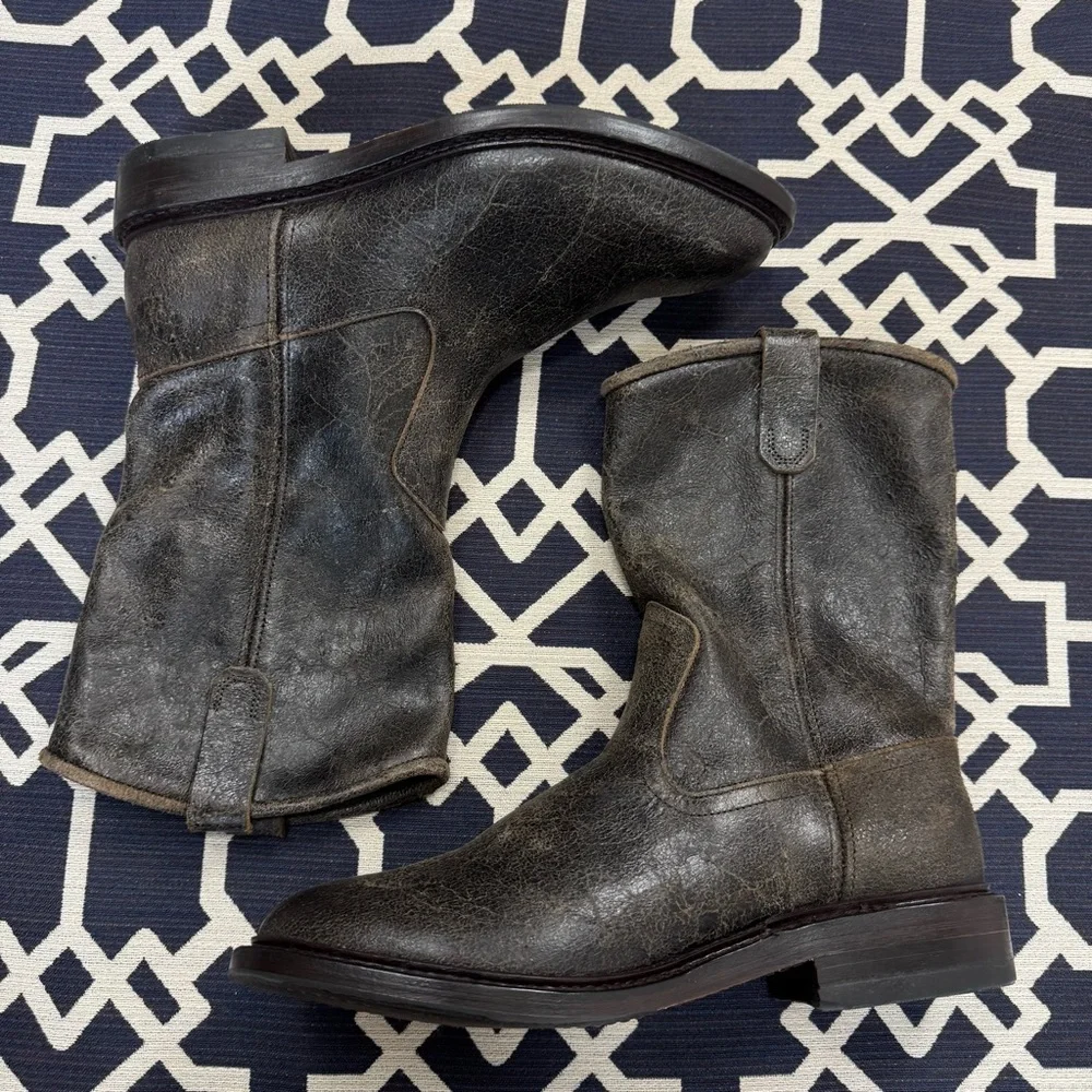 Allen Edmonds Dallas Roper Boots Husk Leather Pull On Western Boots Mens 10D